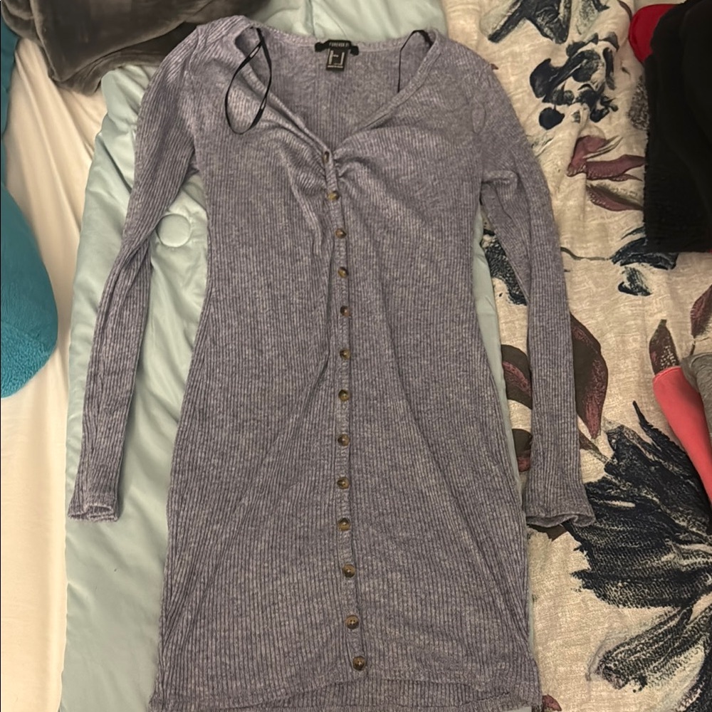 Forever 21 Gray Long Sleeve Bodycon Dress
